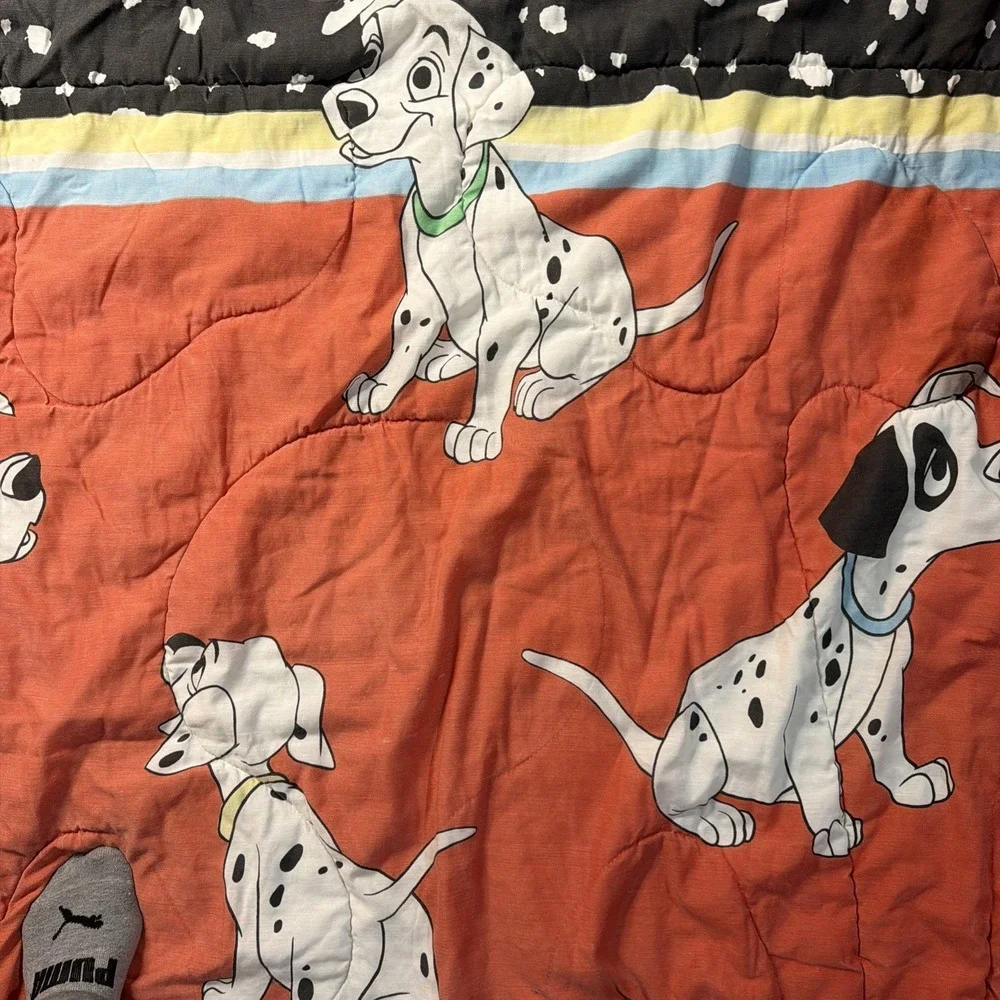 Vintage 1980s Walt Disney 101 Dalmatians Twin Size Comforter Blanket - 60